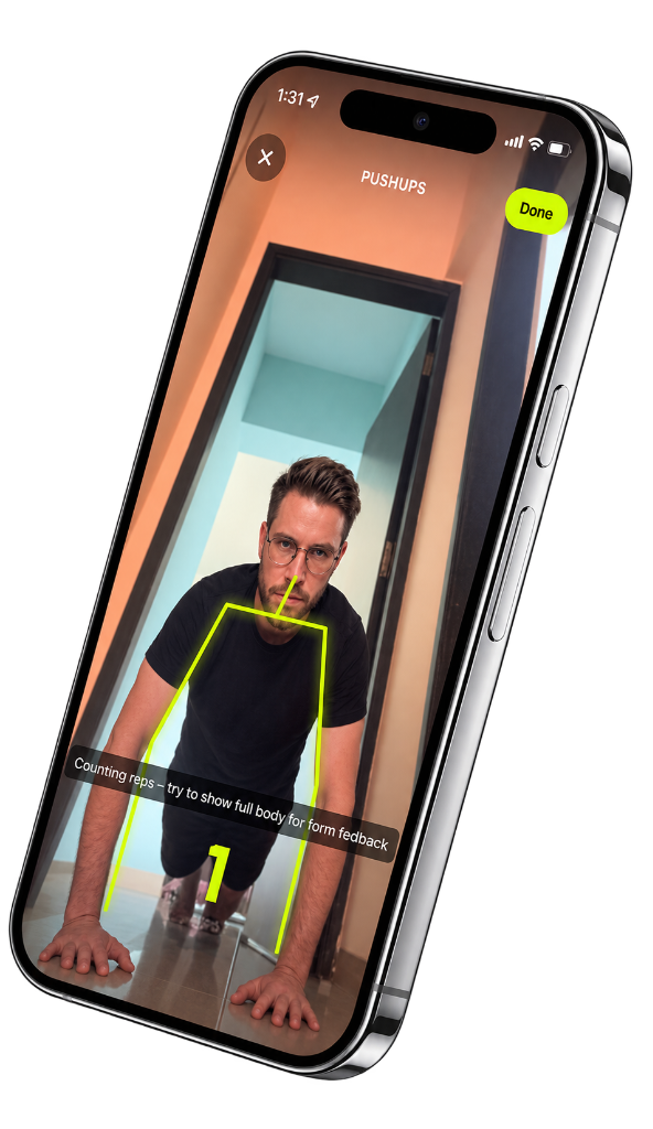 On-device rep counting during a ScreenFuel exercise